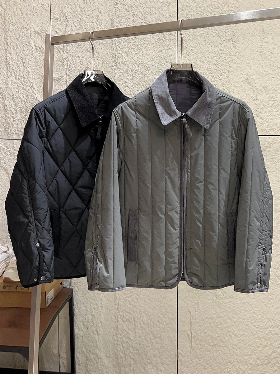 

Warm Cotton Jacket for Men Casual Style Color Block Collar Thickened Long Sleeve Zipper Closure Urban Fashion Youth Popular