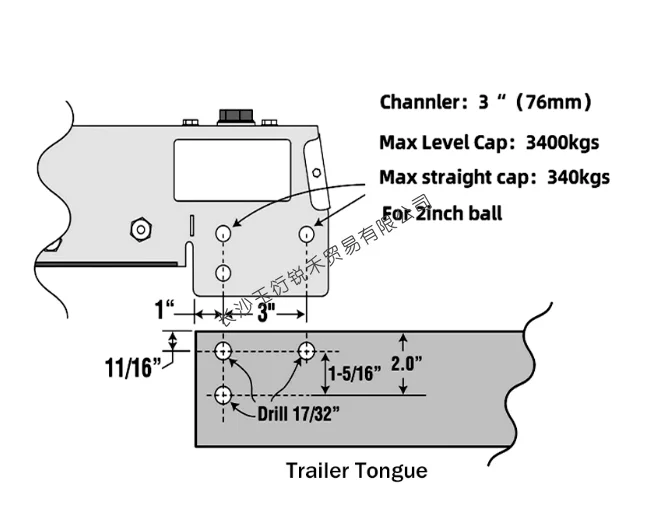 3.5 طن T الولايات المتحدة القياسية 2 بوصة الكرة رئيس تأثير الفرامل الهيدروليكية موصل غطاء المقطورة المقرنة
