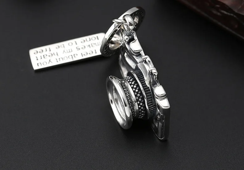 Wholesale S925 pure silver retro classic jewelry micro single camera pendant, personalized and trendy men's and women's versatil