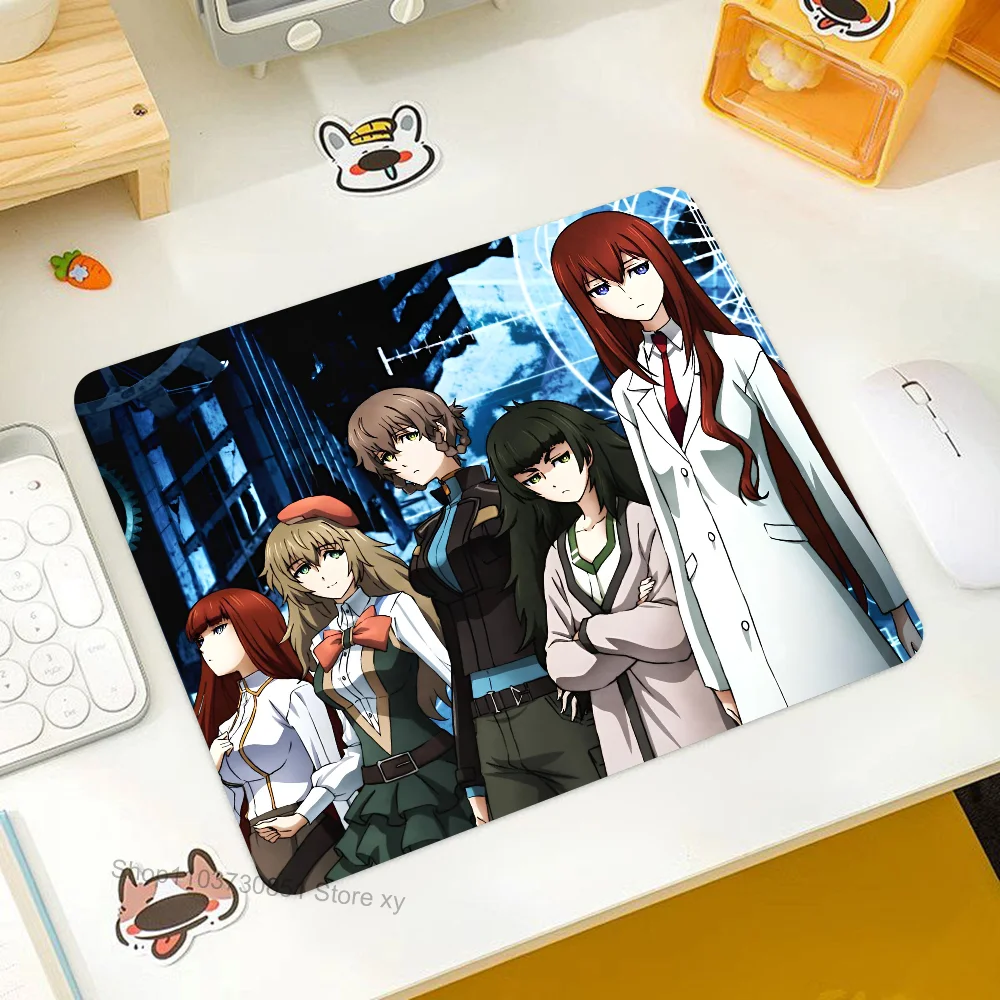 Steins Gate Mousepad Small LockEdge Mouse Pad For Gamers Computer Desk Pad Rectangular Anti-slip Rubber