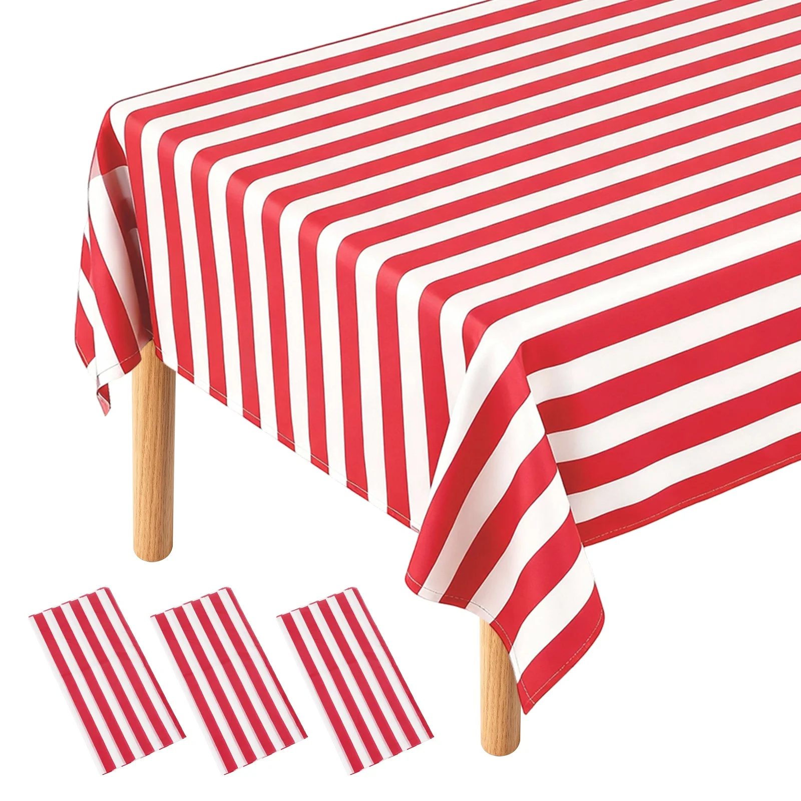 3Packs Striped Table Cloths 54 x 108 Inches Rectangle Plastic Tablecloth Waterproof Table Cover for Dining Birthday Party Picnic