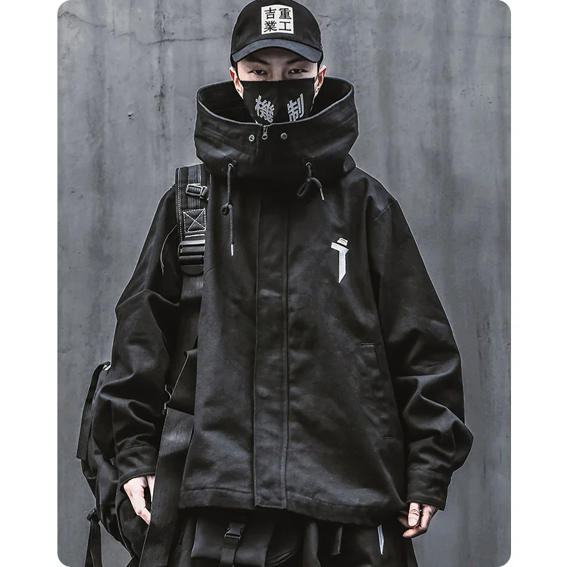 Men Japanese Harajuku Sweatshirt Oversize Hoodie Long Cloak Hip Hop Gothic Outwear Streetwear Techwear Coat Tops Clothes