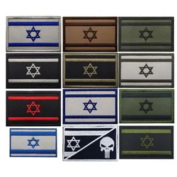 1PC Embroidery Israel Flag Brassard Tactical Patches Cloth Jewish Armband Army Hook And Loop Emblem Israeli Combat Badges