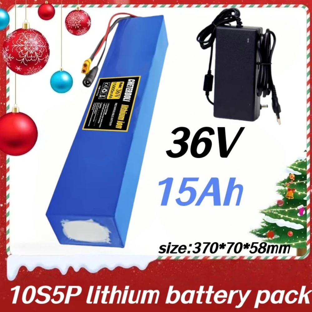 

36V 15Ah 18650 10S5P lithium battery pack, high-power built-in BMS, suitable for electric tools,scooters,with 42V 2A Charger.