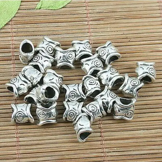 22pcs  8x7x5mm hole 4mm Tibetan silver tone 2sided fish mouth design loose bead HWL0187