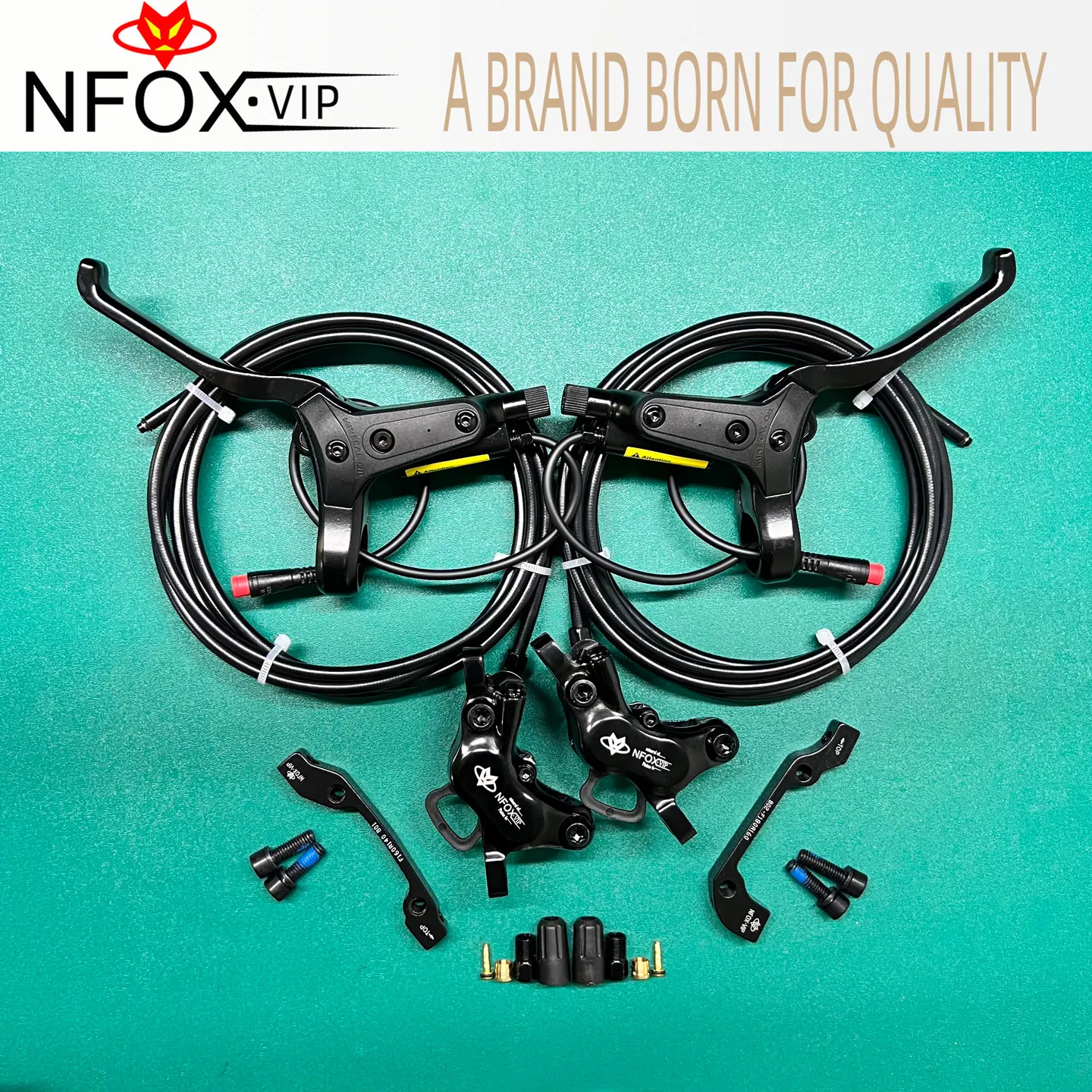 

NFOX mountain bike hydraulic disc brake kit SM2A four piston caliper electric scooter 2-pin 3-pin power-off handle accessories