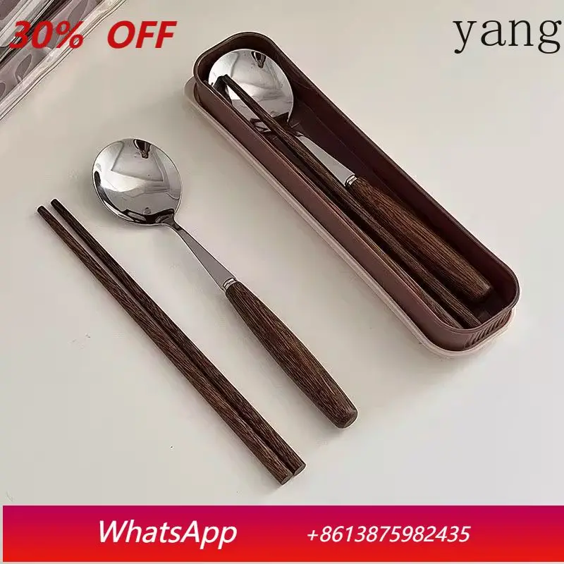 

LTT solid wood chopsticks spoon set portable storage box tableware set