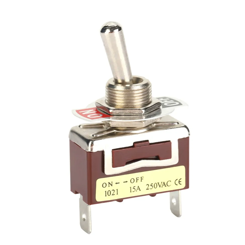 5PCS 6.3 Quick Pins Mini Toggle Switch 15A 250V 1021 2 Pin 2 Position ON-OFF Self-locking Easy Hand Control Toggle Switch Valve