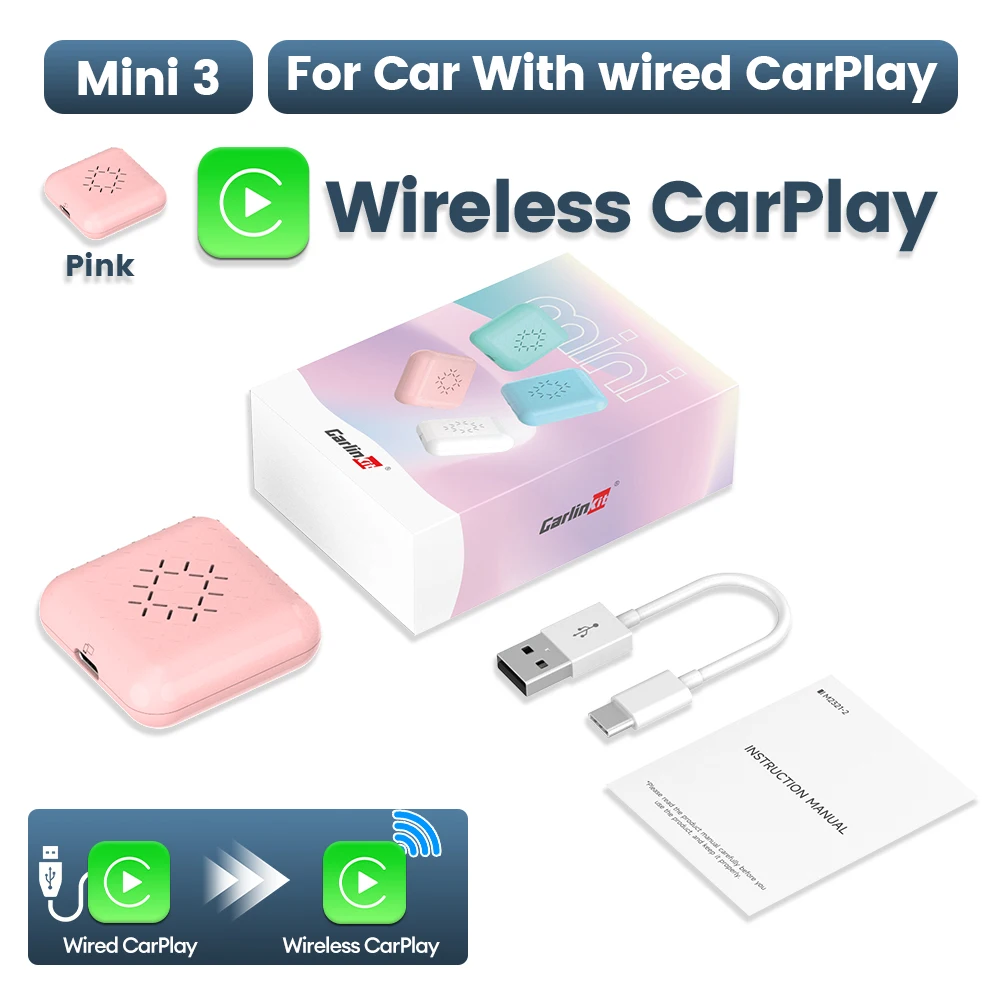 2026 Nieuwe Mini 5Carlinkit Draadloze Carplay Draadloze Adapter Smart Mini Box Plug And Play Wifi Snel Aansluiten Voor Bedrade Carplay