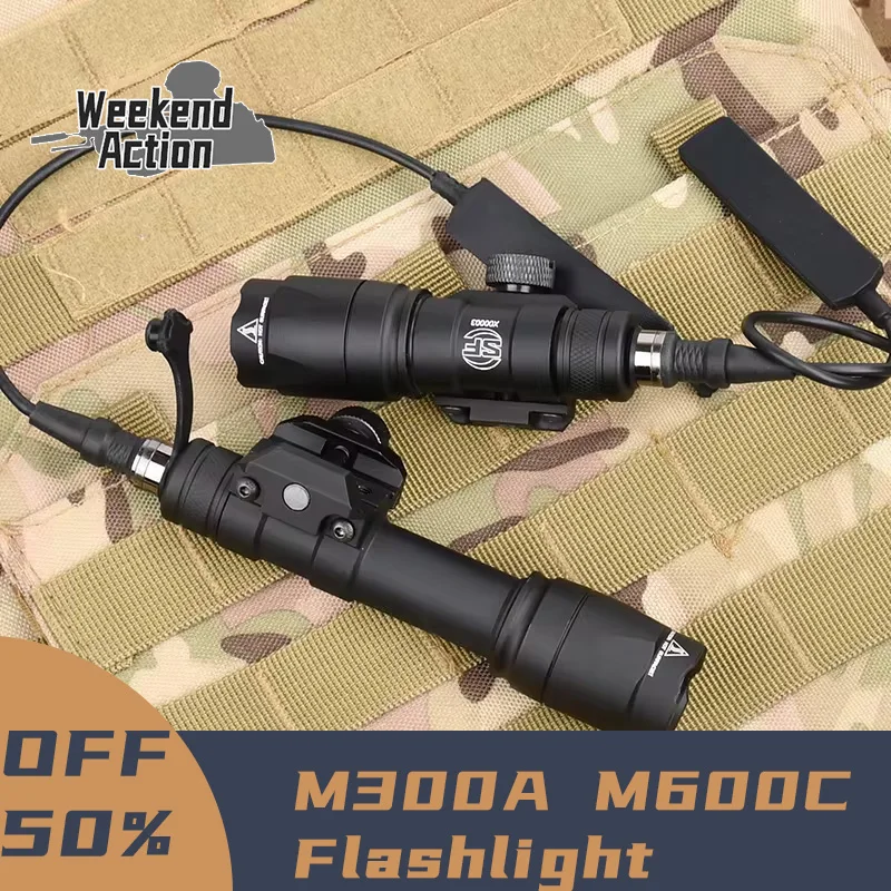 WADSN SF Surefir M600 M300 M600C M300A Airsoft Powerful Flashlight Tactical Lanter Torch ​AR15 Scout Rifle Gun Weapon LED Light