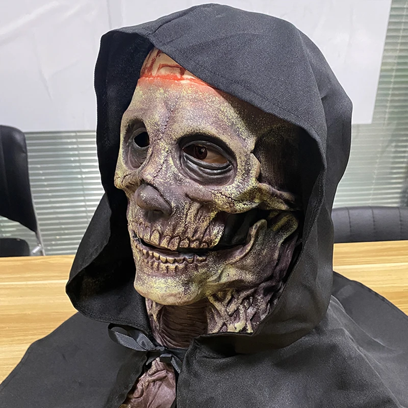 Creepy Brains Skeleton Mask Skull Headgear Cosplay Bloody Zombies Skull Latex Helmet Halloween Carnival Party Costume Props view 2