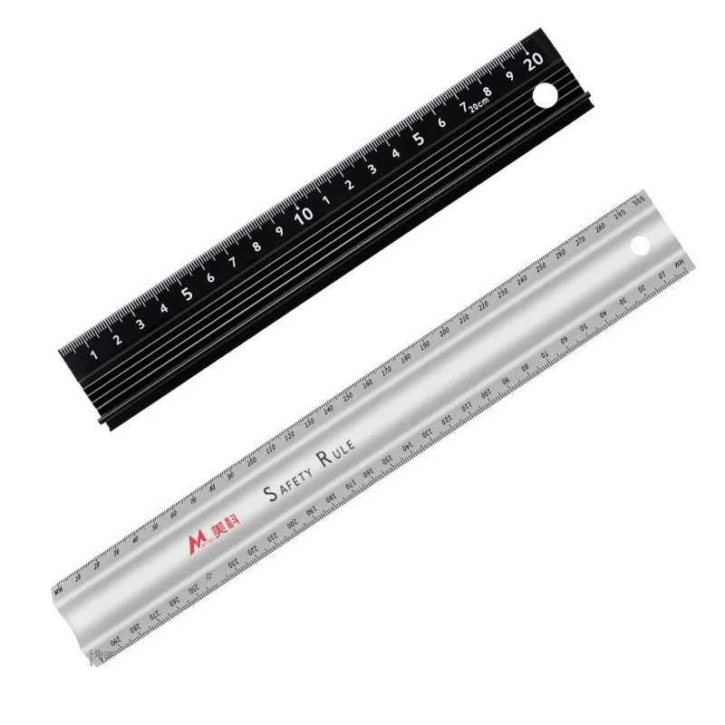 20/30/45cm Straight Scale Ruler Aluminum Alloy Ruler Anti Slip Laser Calibration Ruler Woodworking Drawing Tool Office Supplies