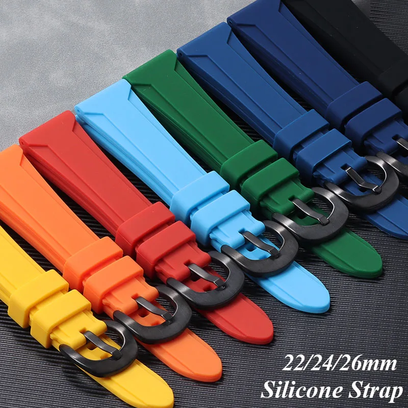 Silicone Rubber Watch Band 22mm 24mm 26mm for Panerai Strap Bracelet for Seiko Replacement Wrist Band Mens Women Sport Band