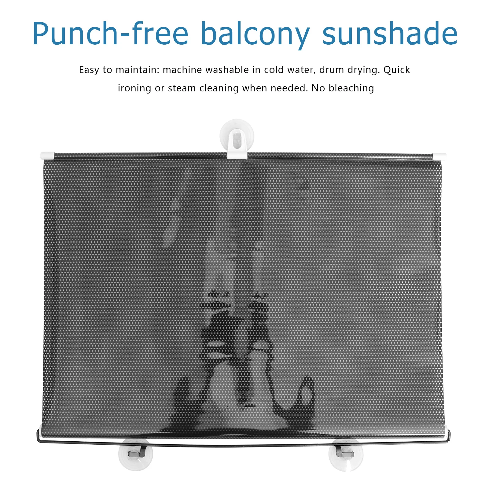 

Balcony Suction Cup Sunshade Blackout Curtain Black Mesh Dot Portable Lightweight Temporary Blinds Easy Install Adjustable