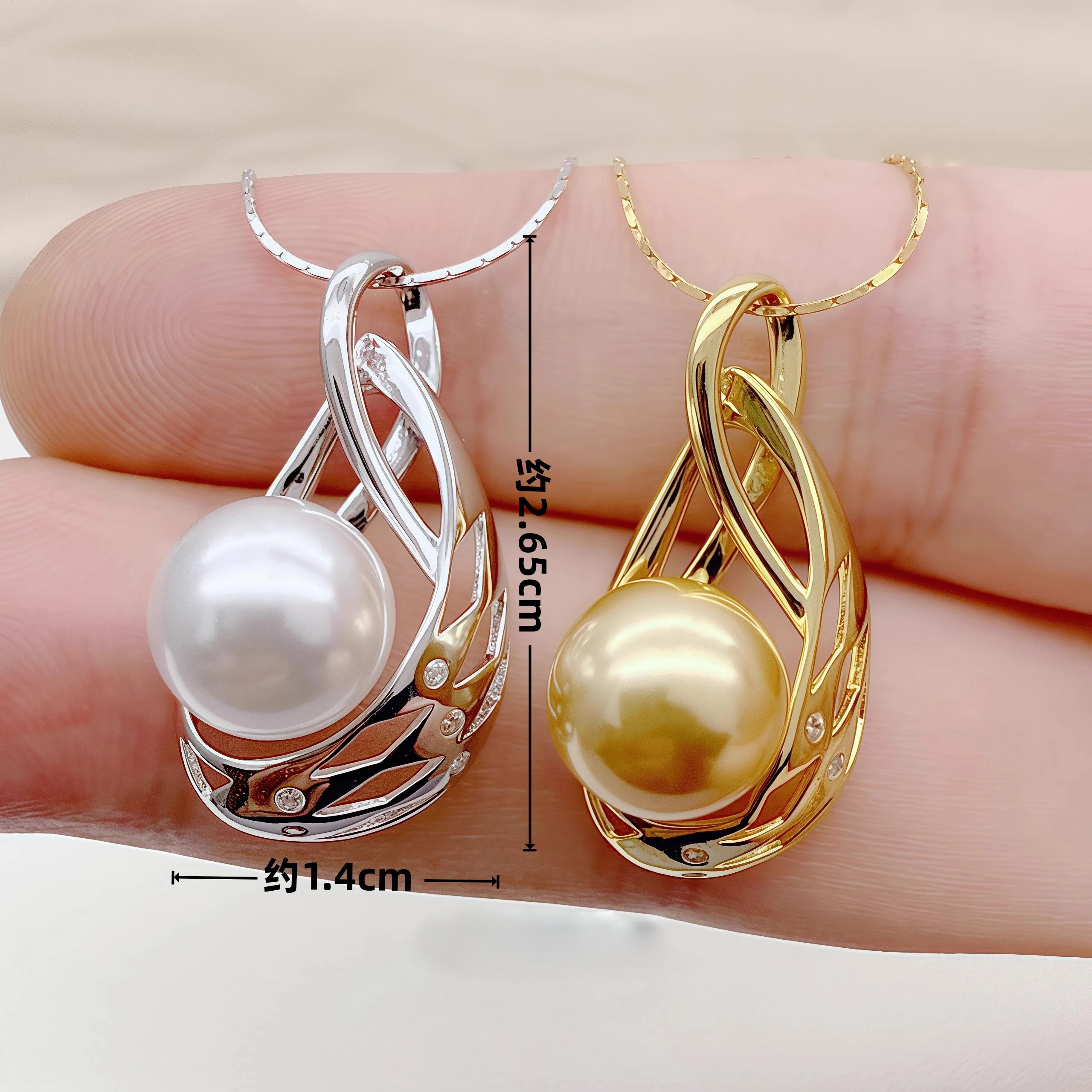 MeiBaPJ 8mm & 9-10mm Natural Nearround Pearl Fashion Jewelry Set 925 Silver Pendant Ring Earrings Fine Wedding Jewelry for Women