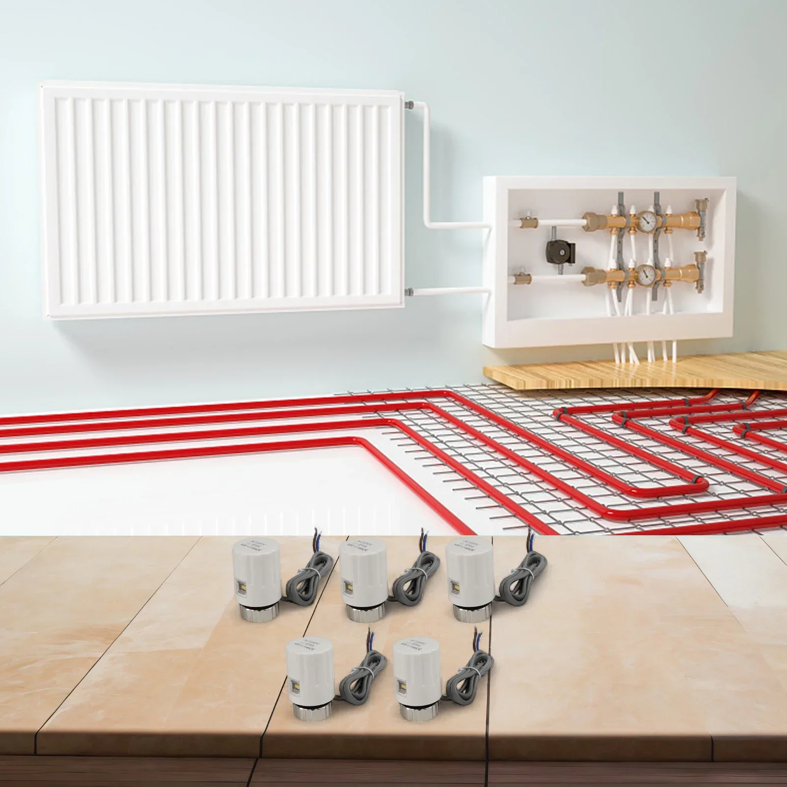 

5 шт. M30x1 5 мм комплект электрических приводной клапанов 230 В нормально закрытый для подогрева пола и радиатора со стабильным контролем температуры