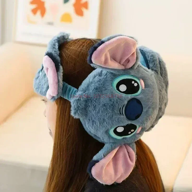 New Disney Stitch Travel Neck Pillow With Eye Mask Multi-fuction Sleeping Massager Pillows Cartoon Plush Toys Surprise Giftsdis