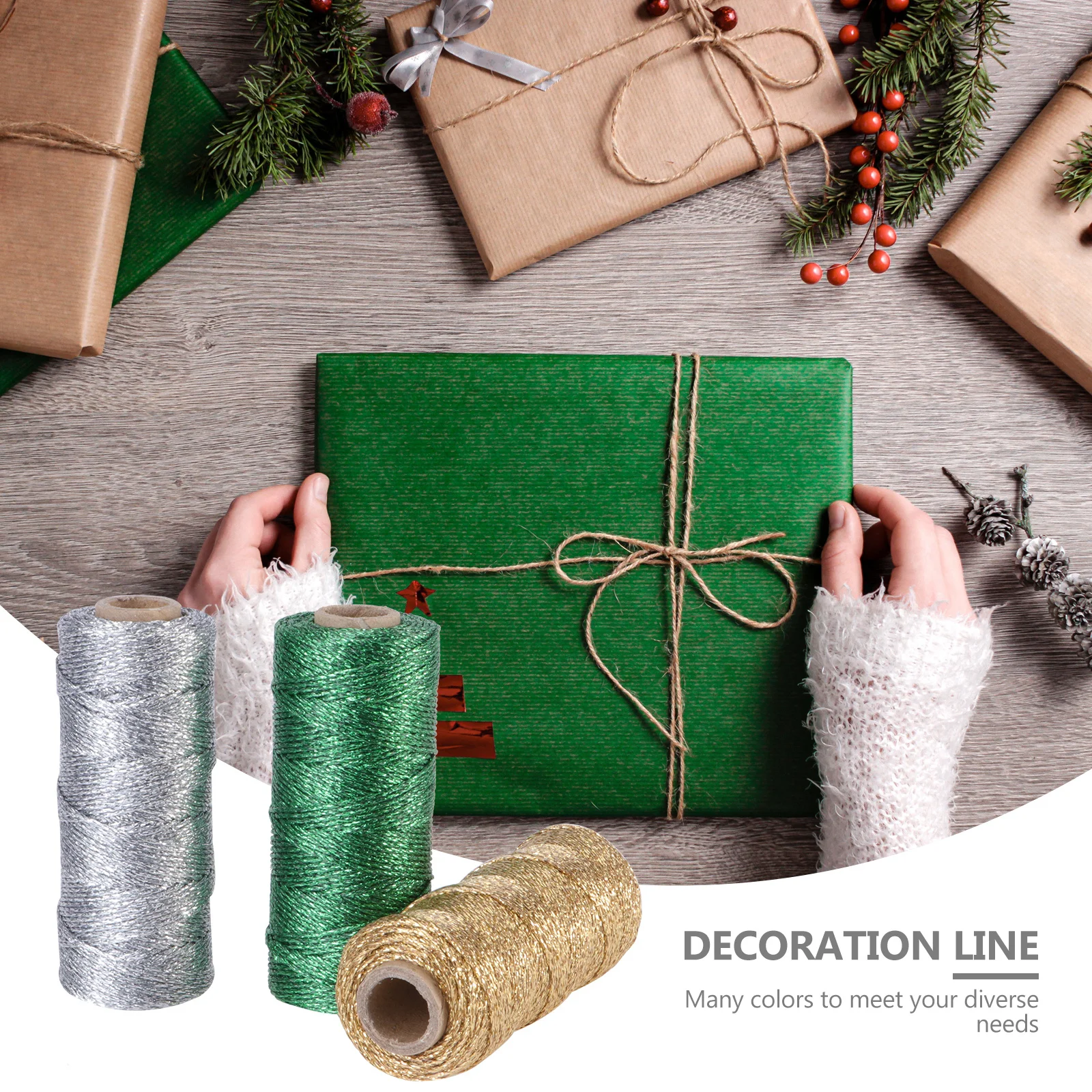 

3Pcs Xmas Cotton Wrapping Rope Mixed Color Strong Eco Friendly Cotton Thread Perfect for Gift Tying Craft Decorations Wedding