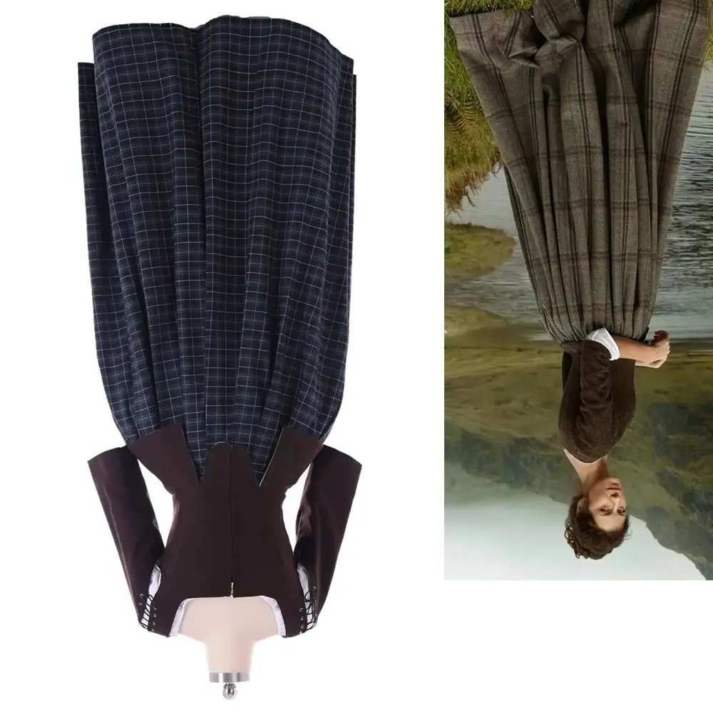 

TV Outlander Jenny Fraser Cosplay Costume Women's Scottish Highland Plaid Dress Medieval Civil War Ball Gown Custom Made