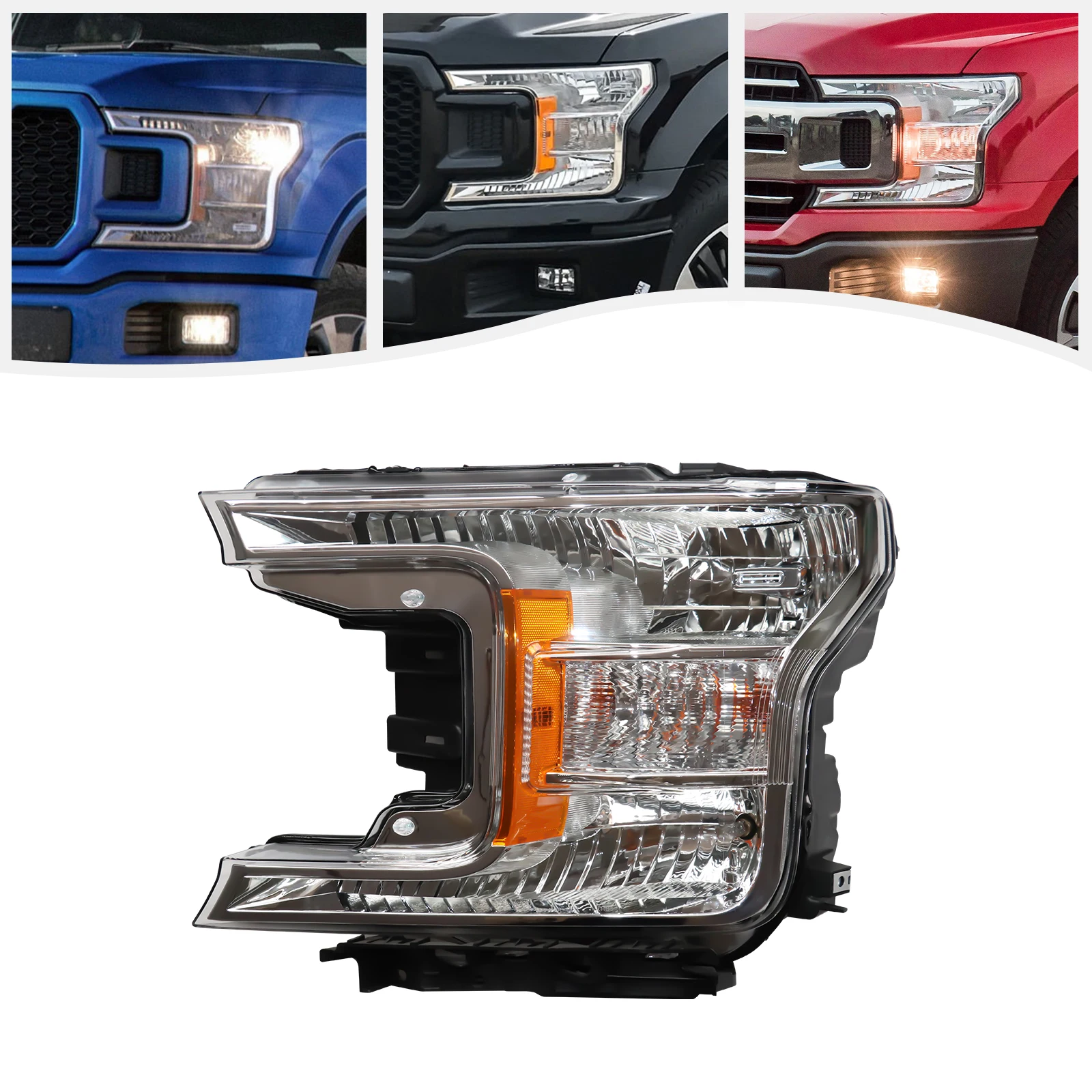 

Left Driver Side Headlight Halogen Headlamp For 2018 2019 2020 Ford F-150 F150