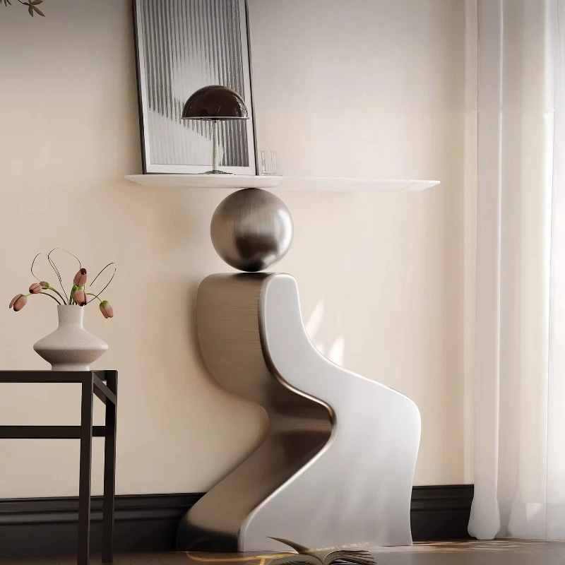 

Creative entrance cabinet household door metal art entrance table small apartment designer