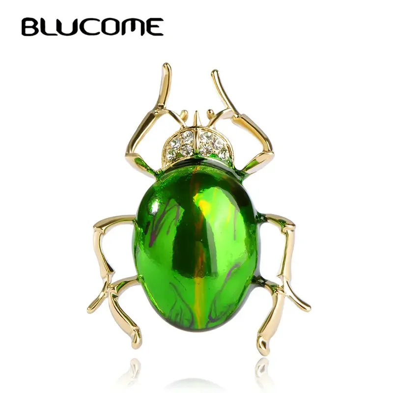 

Blucome Shiny Green Insect Brooch Gold-color Alloy Brooches Women Kids Birthday Gifts Clothes Decoration Suit Collar Coat Pins