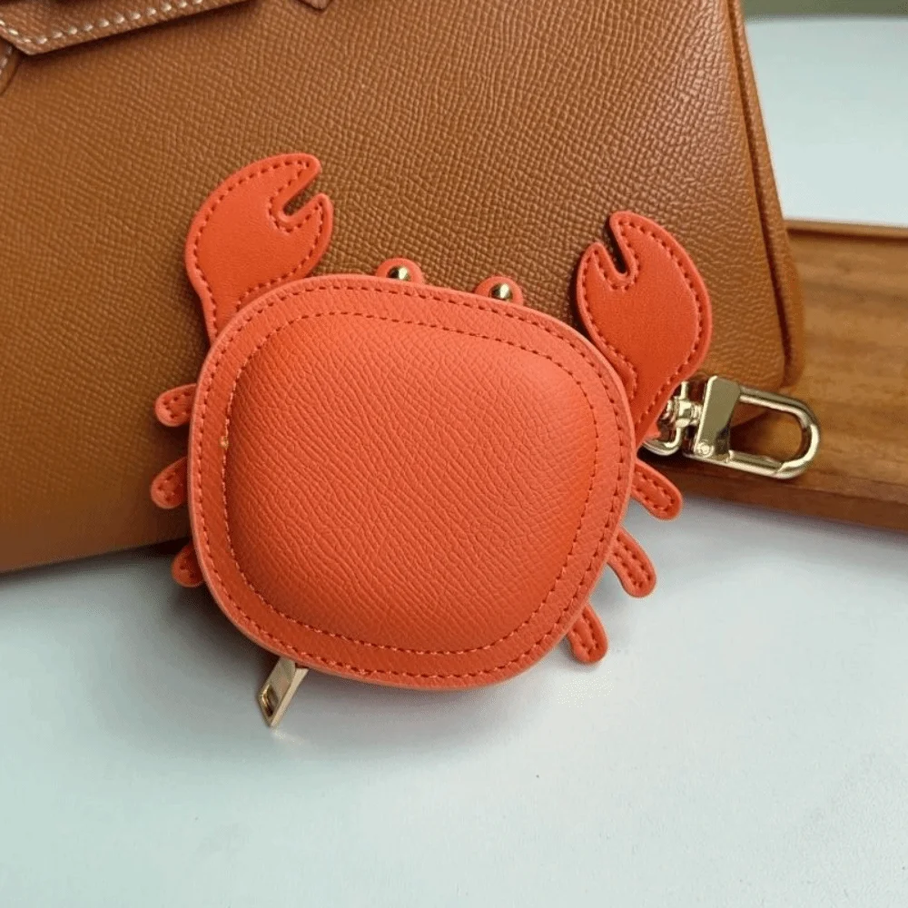 Mini portafoglio cartone animato granchio portamonete portachiavi carino piccola borsa granchio ciondolo in pelle PU zaino gancio cerniera borsa per auricolari da donna