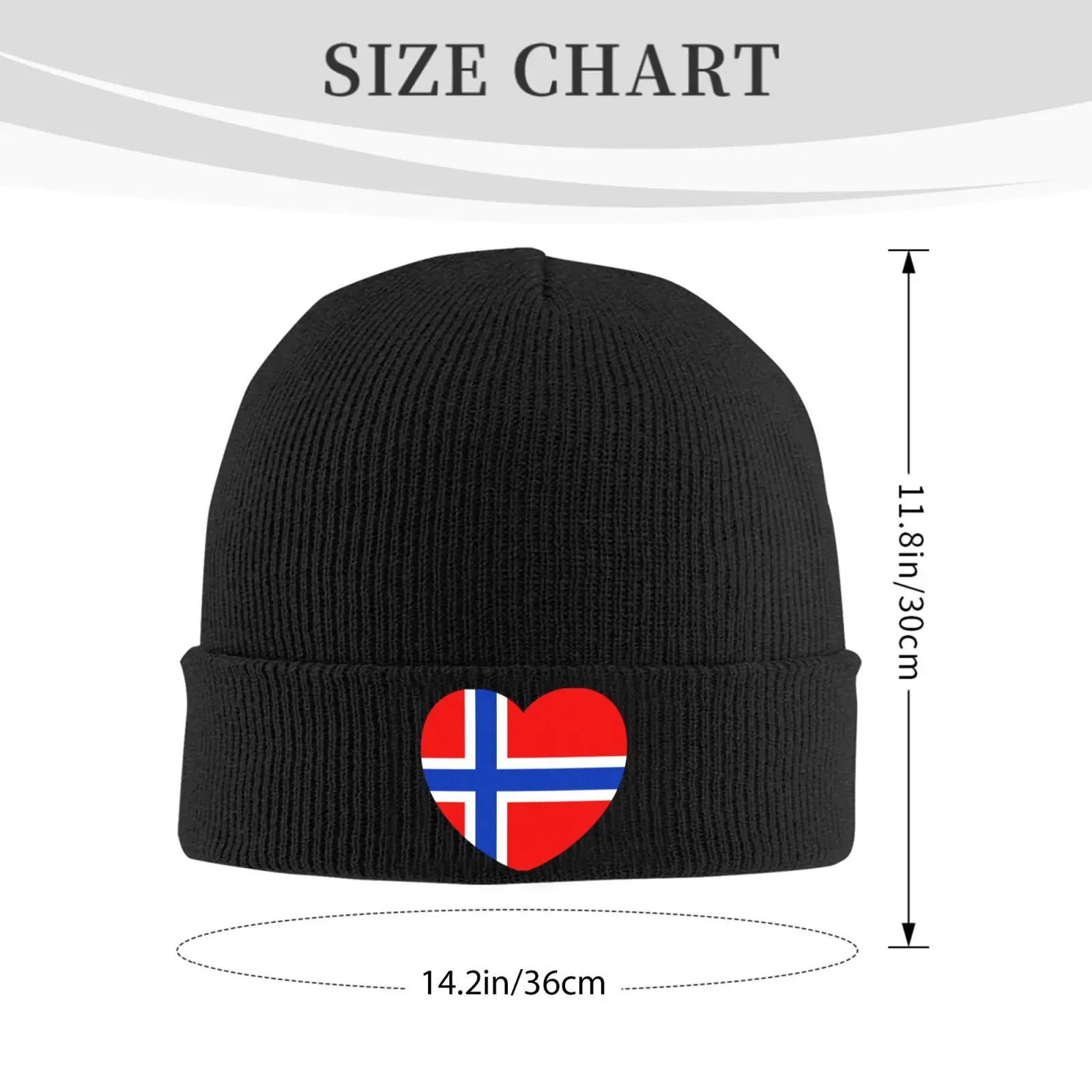 Norway flag Heart Design Unisex Knitted Hat Outdoor Warm Men Solid Color Crimping Skullies Beanie Cap Hip Hop