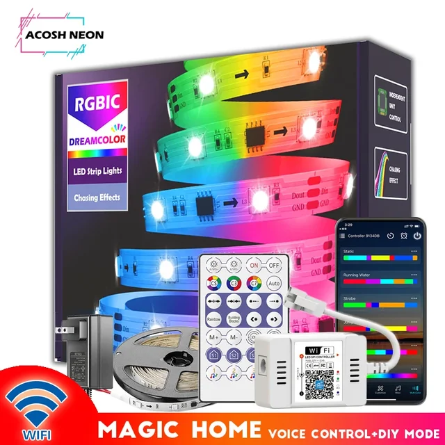 65.6FT/20M adresowalne taśmy Led RGBIC Dreamcolor lampki nocne oświetlenie magiczna kontrola aplikacji domowej taśma Led dla domu