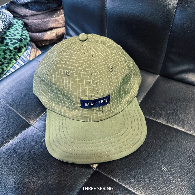 Korean New Niche Check Embroidery Letter Quick-drying Hat Spring and Summer Outdoor Wide-brim Sunshade Baseball Caps 5