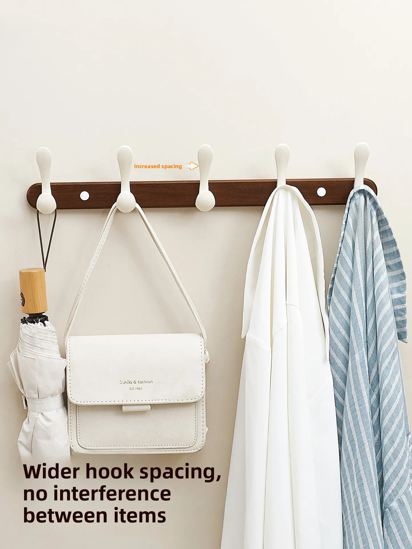 

No-Drill Walnut Wood Adhesive Wall Hook for Entrance Door Clothes Hook Strong Load Bearing Easy Installation Home Organizer