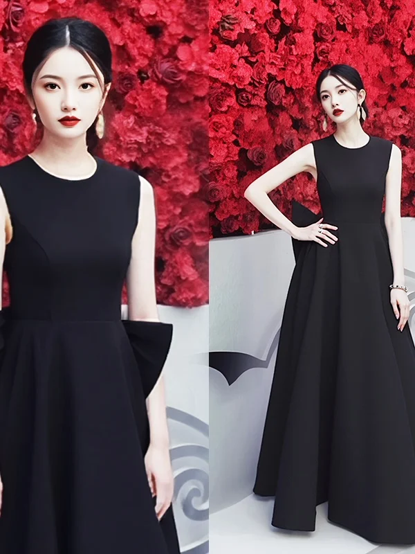 

Ele Bla Evening Gown for Piano Performances Art Exam Adult Ceremony Birthday Dinner Host Sexy Mid-Waist Silk Long Dr