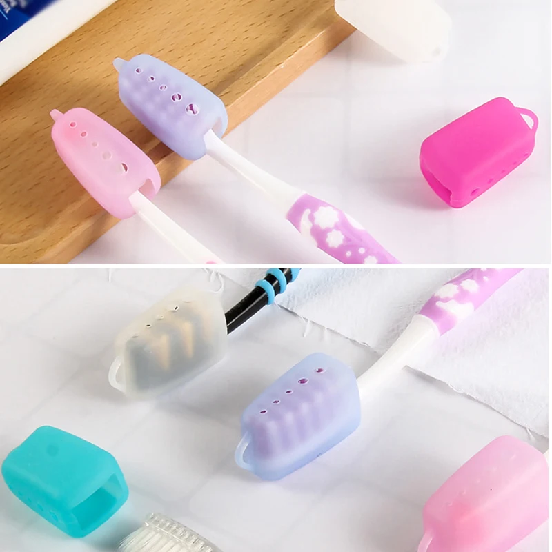 5PCS Silicone Toothbrush Head Covers Portable Toothbrush Cover Case Travel Hiking Camping Toothbrush Box Brush Cap Case Support