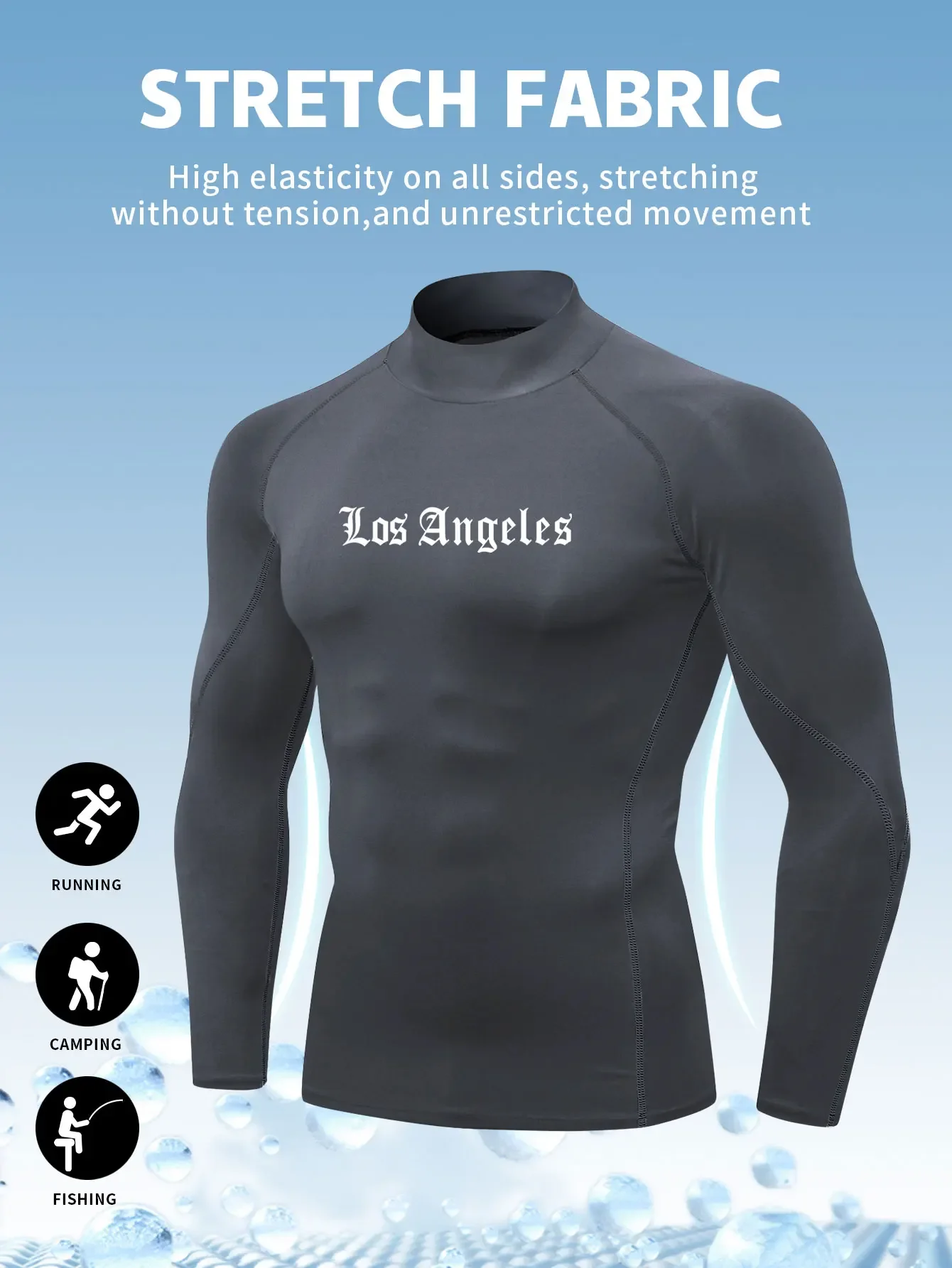 بدلات اللياقة البدنية للخريف والشتاء برقبة عالية، للرجال بأكمام طويلة، رياضات غير رسمية، الجري، تدريب كرة السلة