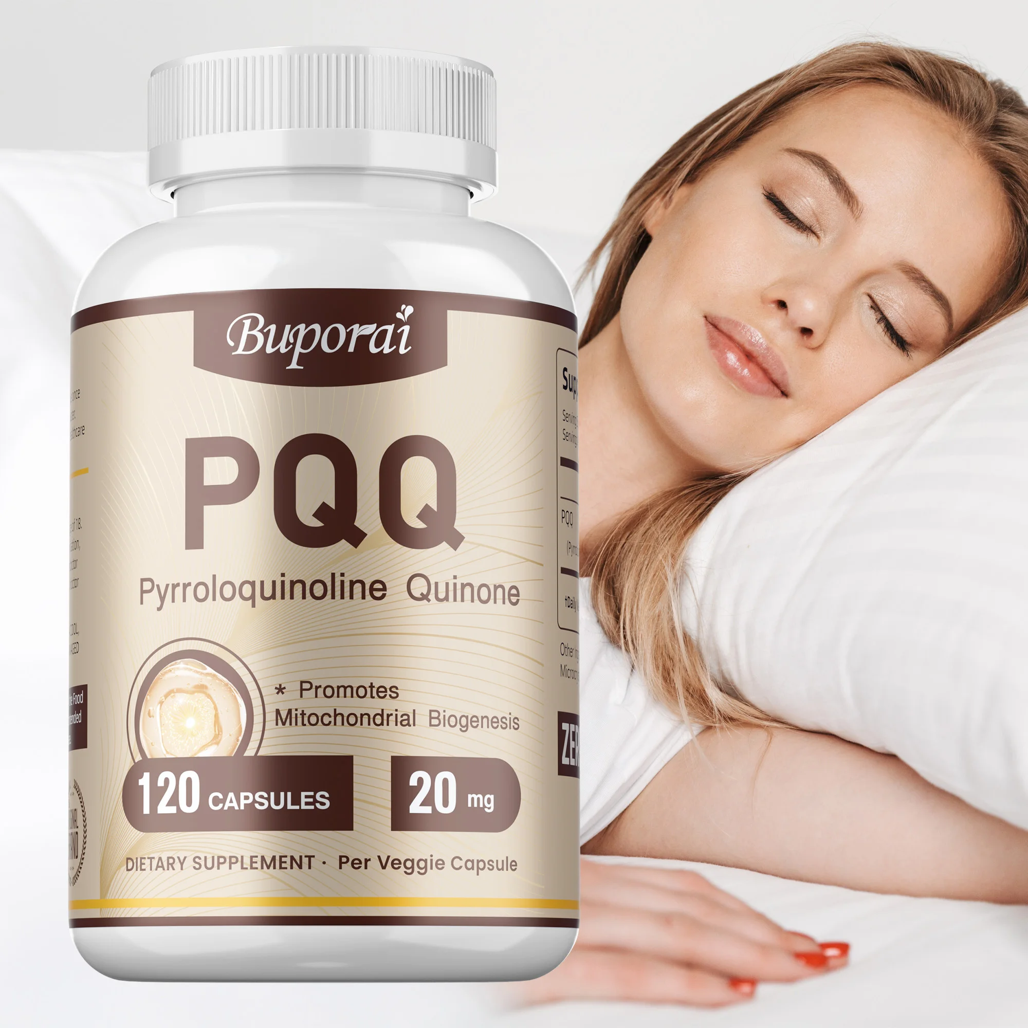 

PQQ Supplement - Mitochondrial Support, Improve Sleep Quality, Supports Heart Health, Cognitive Function - 120 Capsules