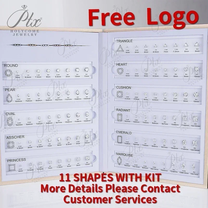 Diamond Carat Charts Jewelry Tool Free LOGO 11 Shapes Customize CZ Comparison Chart Set Ring Size Reference Gems Jewelry Making