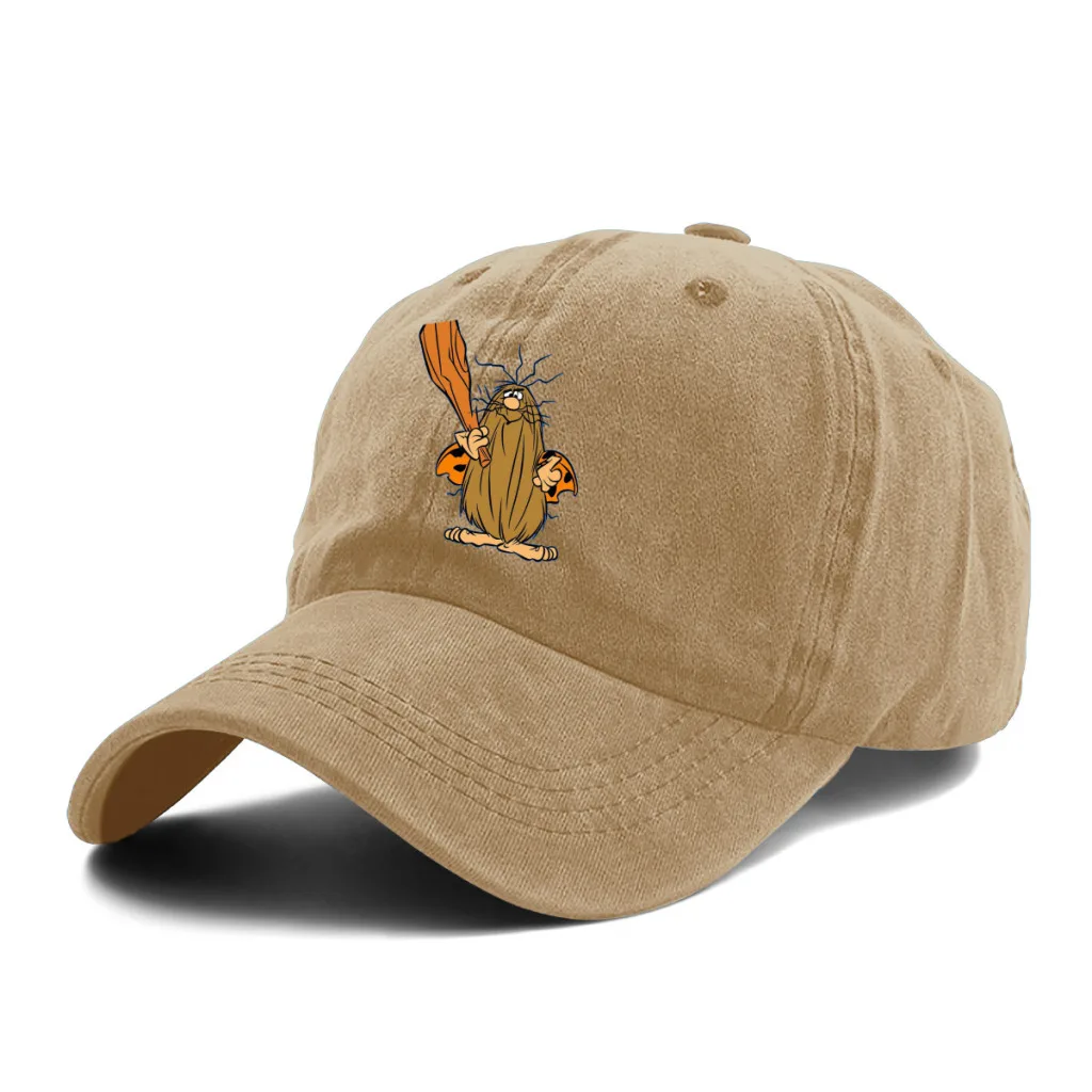 

Washed Men's Baseball Cap Captain Caveman Trucker Snapback Caps Dad Hat Wacky Races 1968 Anime TV Series Golf Hats