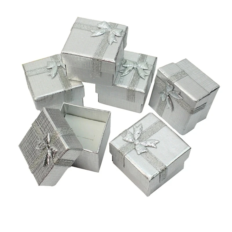 

Jewelry Gift Box 4*4*3CM Ring Boxes Square Carton Silver Small Earrings/Pendant Organizer Display Packaging Wholesale 120pcs/lot