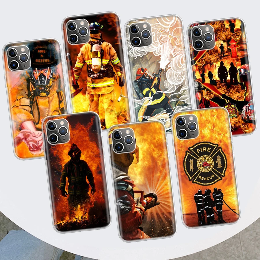 Firemen Hero Flame Phone Case For Apple iPhone 11 12 13 14 15 16 Pro Max 7 X XS 8 Plus + Mini SE Customized Print Soft Cover For