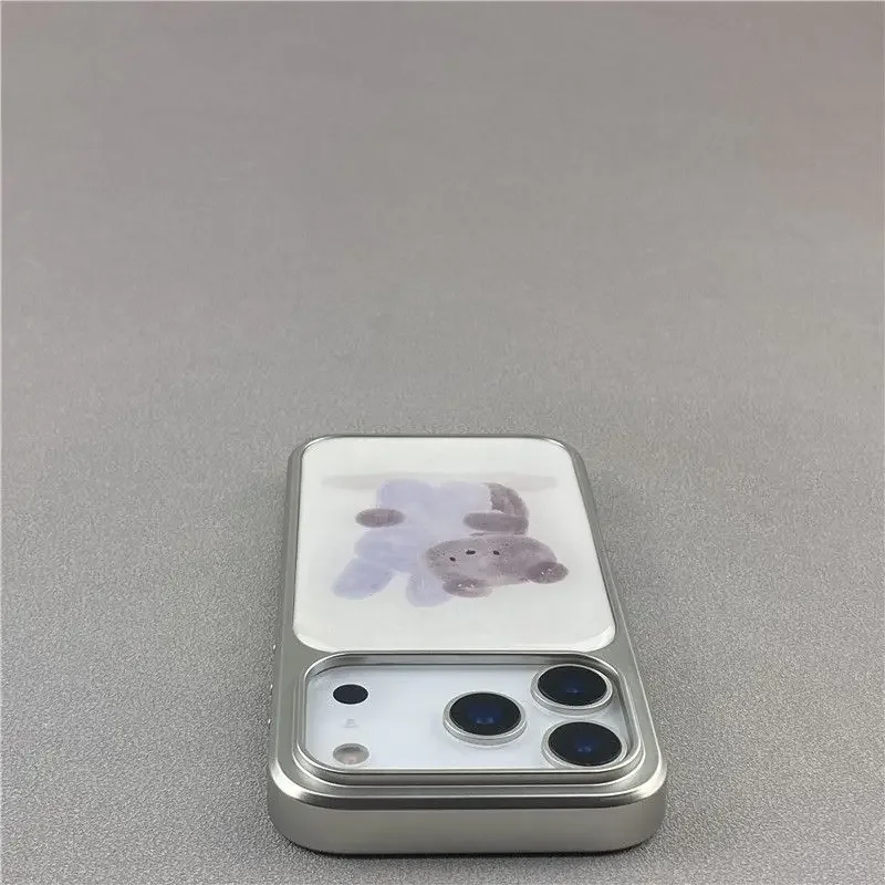 Kawaii Cartoon Cute Bear Rabbit Electroplated Drip Glue Phone Case For iPhone 17 16 15 14 13 12 11 Pro Max Plus 17air 16e Cover view 4