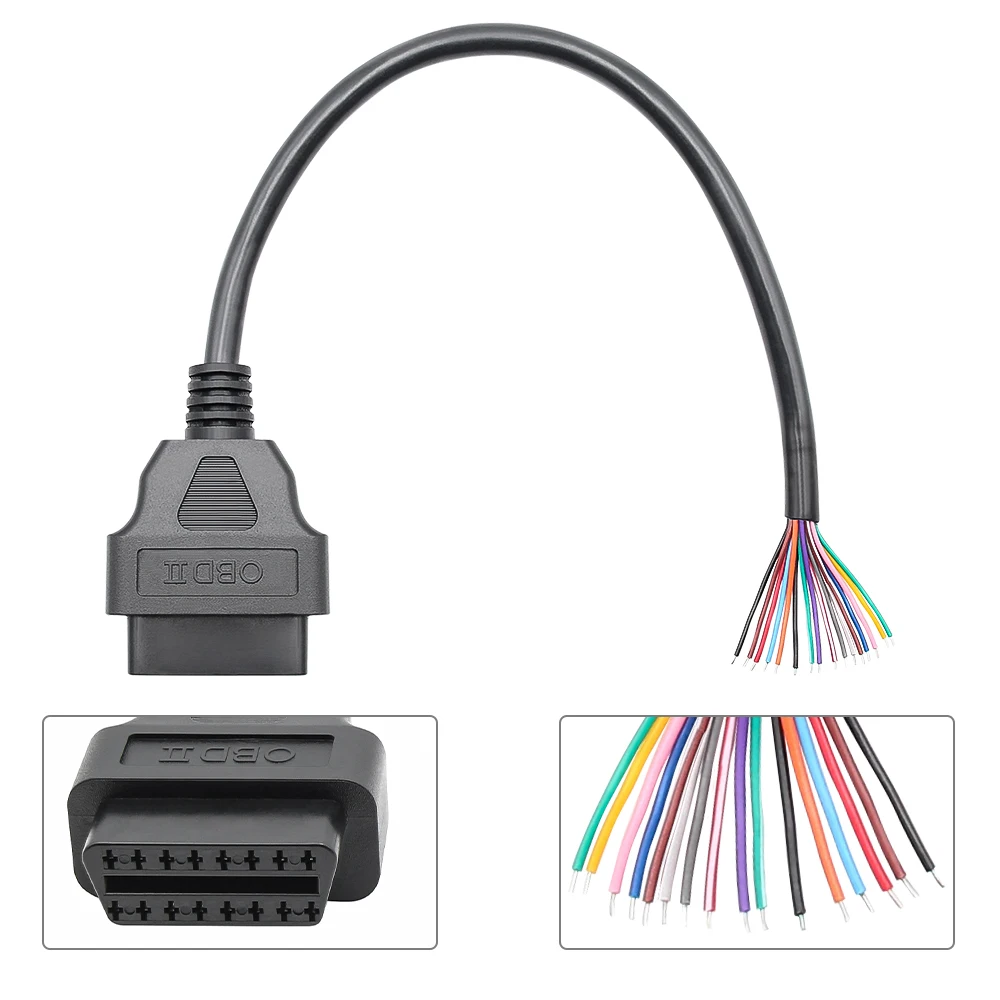 

30 см OBD2 16-контактный разъем «мама» на удлинительный кабель «сделай сам»