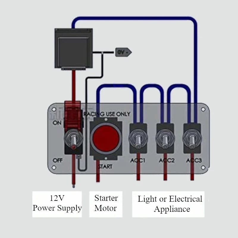 12V Power LED Toggle Ignition Switch Panel Engine Start Push Button Set Car Accessory Universal For Speediness & Racing Vehicle