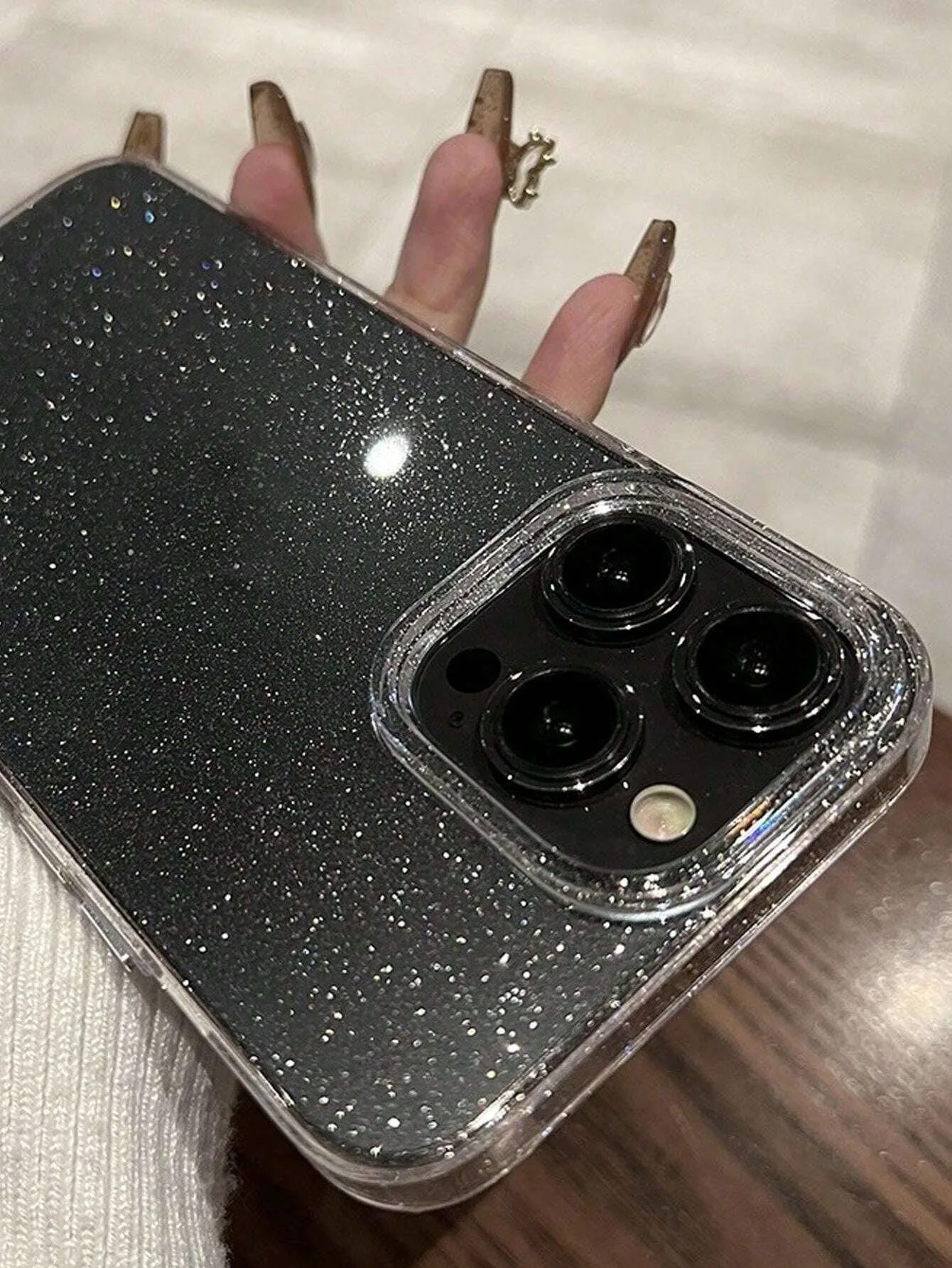 1.5mm Dikke Sparkly Glitter Clear Telefoon Case Voor iPhone 16 15 14 Plus 13 12 11 17 Pro Max Case voor Draadloze Lading Cover