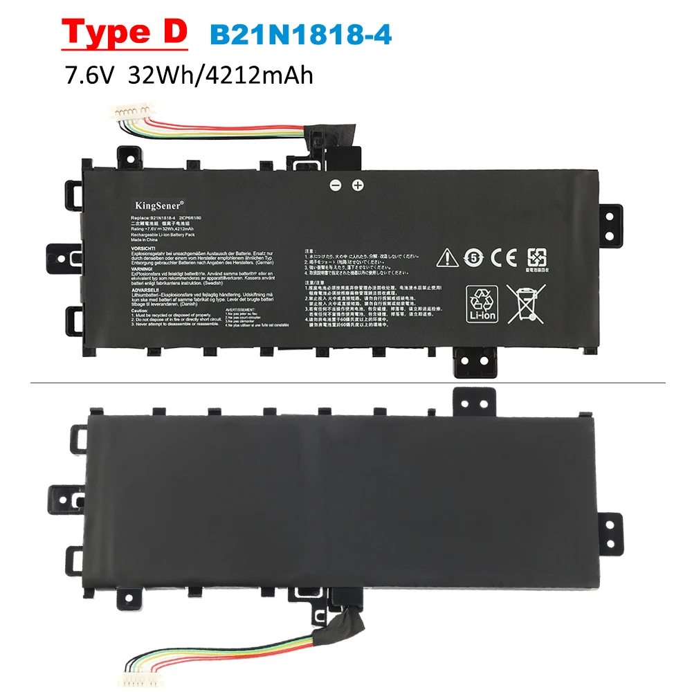 KingSener 7.7V 37WH C21N1818-1 Laptop Battery For ASUS VivoBook 14 X412 X409FA VivoBook 15 M509DA X509UA F509FA A409UA  B21N1818