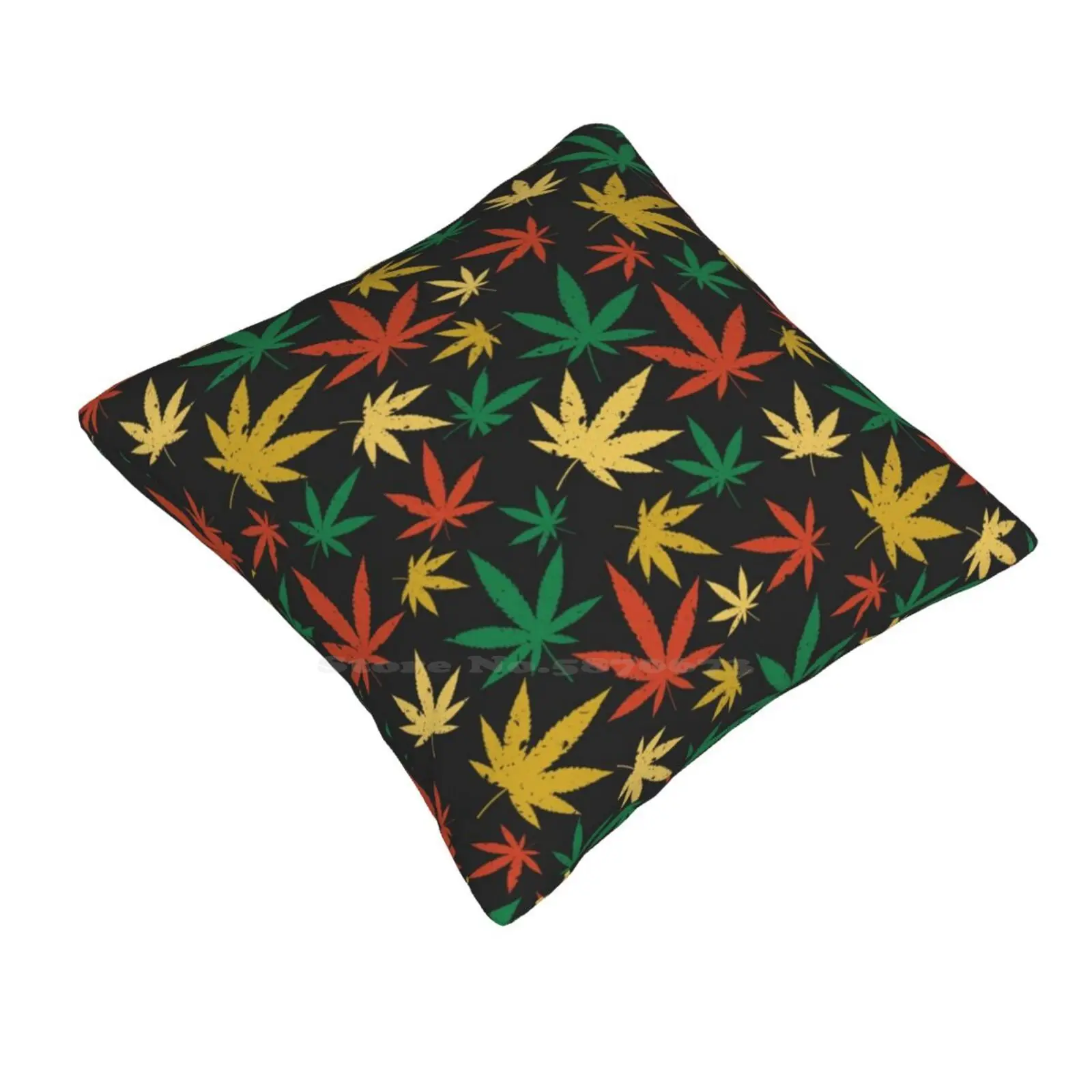 Seamless Throw Cushion Pillow Cover Pattern Hemp Narcotic Graphic Weed Seamless Abstract Decorative Leaf Nature Black