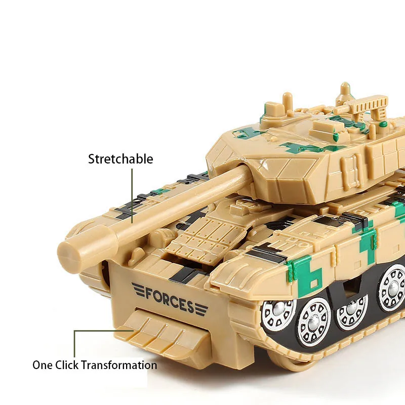 Zabawka dla dzieci Samochód Pojazd Konwersyjny Tank Wojskowy Kreatywny Zabawka Inercyjna Pojazd Konwersyjny Jednym Przyciskiem Pojazd Pancerny Figurka Akcji Model