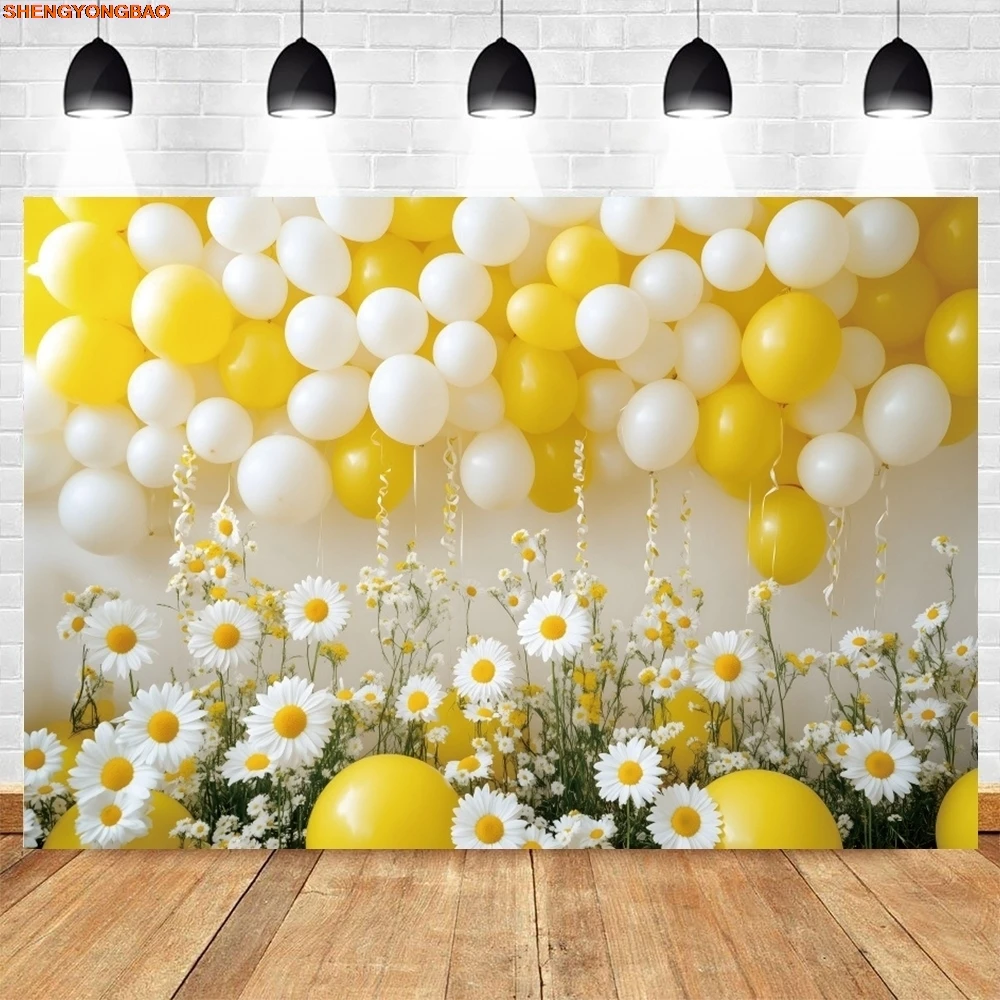 Daisy Flower Backdrop Baby 1st Birthday Party Girl Boy Baby Shower Portrait Photography Background Decor Photostudio Photo Props