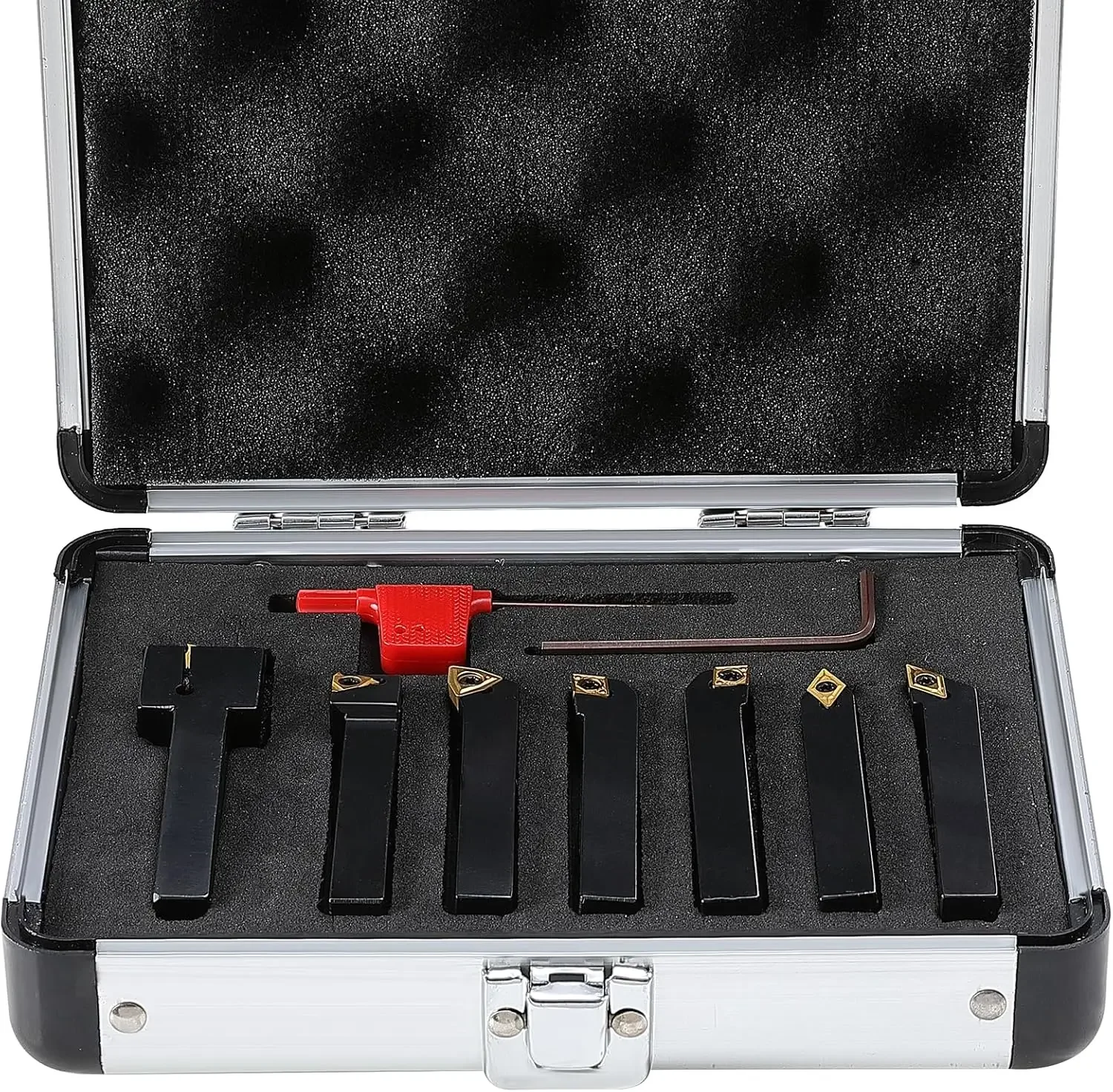 

7 Pieces Indexable Lathe Turning Tool Holder, 3/8 in, CNC Heavy-Duty Metal Lathe Cutting Tools