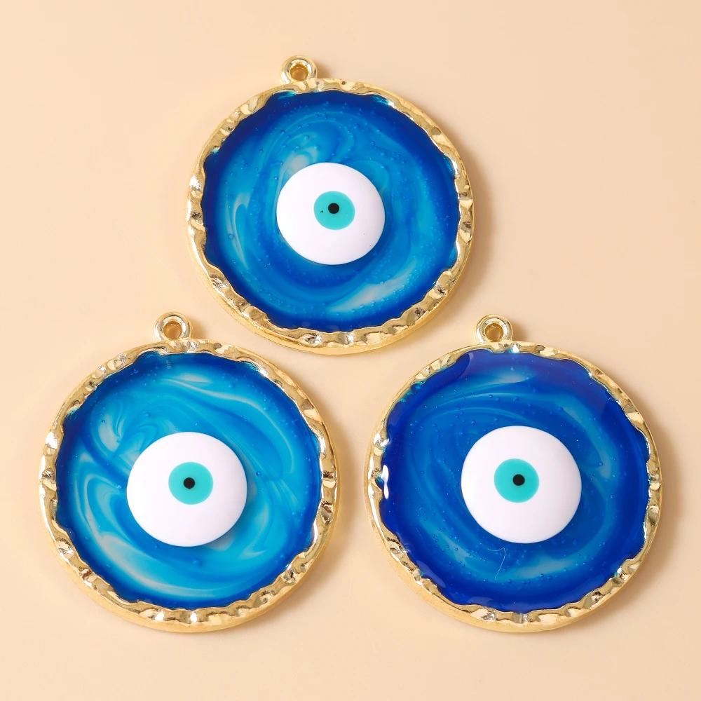 Leslie 10 Stück Ethnische Türkische Böser-Blick-Anhänger Glücksbringer Blaue Augen-Charms für Frauen Schmuckherstellung DIY Halsketten Ohrringe Zubehör – Detail 5