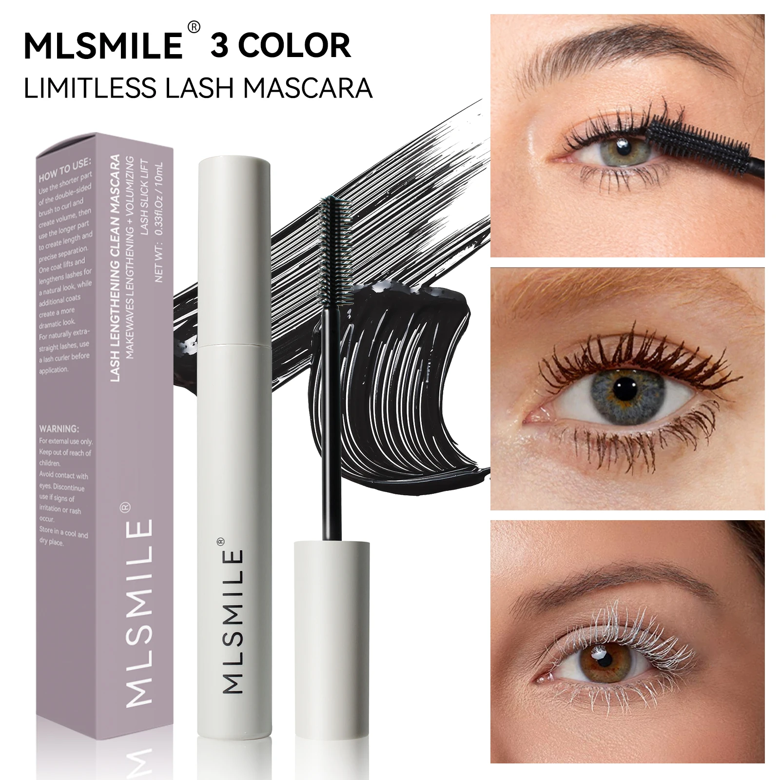 Ultra-fine ขนาดเล็กหัวแปรงมาสคาร่ายาวสีดํา 3D Lash Eyelash Extension Eye Lashes ยาวสวมใส่มาสคาร่าสีดํา